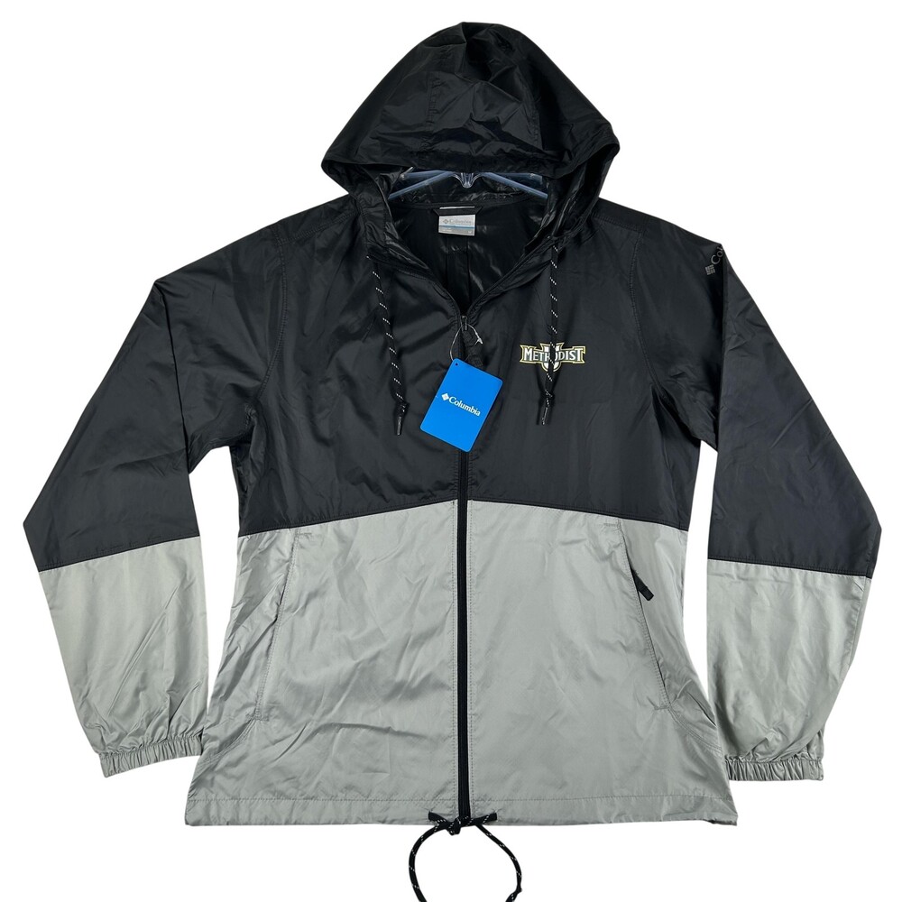 Methodist University Jacket Womens Medium Black Gray NCAA Columbia Windbreaker